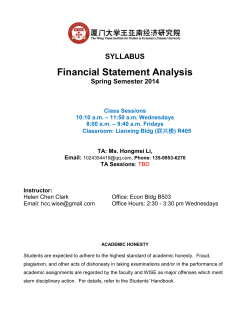 Financial Statement Analysis SYLLABUS Spring Semester 2014