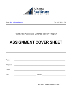 ASSIGNMENT COVER SHEET Real Estate Associates Distance Delivery Program