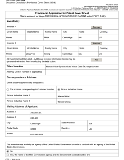 TR.PROV Document Description: Provisional Cover Sheet (SB16)