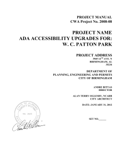 PROJECT NAME ADA ACCESSIBILITY UPGRADES FOR: W. C. PATTON PARK