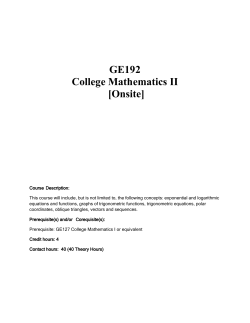 GE192 College Mathematics II [Onsite]