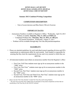 SETON HALL LAW REVIEW SETON HALL LEGISLATIVE JOURNAL SETON HALL CIRCUIT REVIEW