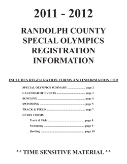 2011 - 2012 RANDOLPH COUNTY SPECIAL OLYMPICS REGISTRATION