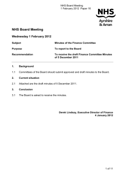 NHS Board Meeting  Wednesday 1 February 2012