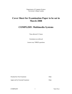 Cover Sheet for Examination Paper to be sat in March 2008