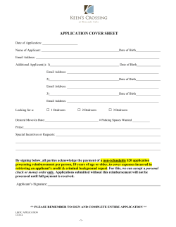 APPLICATION COVER SHEET
