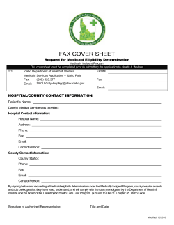FAX COVER SHEET  Request for Medicaid Eligibility Determination