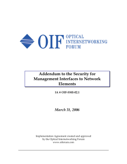 Addendum to the Security for Management Interfaces to Network Elements