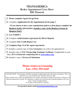 TRANSAMERICA Broker Appointment Cover Sheet IHC Financial