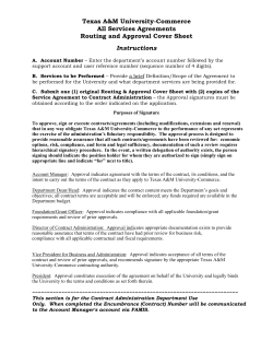 Texas A&amp;M University-Commerce All Services Agreements Routing and Approval Cover Sheet Instructions