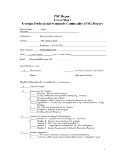 PSC Report Cover Sheet Georgia Professional Standards Commission (PSC) Report
