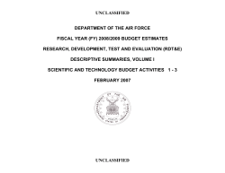 UNCLASSIFIED DEPARTMENT OF THE AIR FORCE  FISCAL YEAR (FY) 2008/2009 BUDGET ESTIMATES