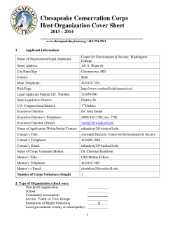 Chesapeake Conservation Corps Host Organization Cover Sheet  2013 – 2014