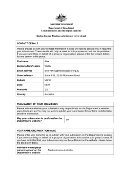 Media Access Review submission cover sheet CONTACT DETAILS