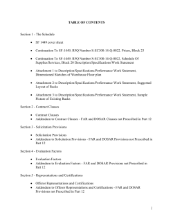 Section 1 - The Schedule SF 1449 cover sheet ,