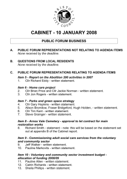 CABINET - 10 JANUARY 2008 PUBLIC FORUM BUSINESS