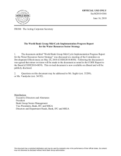 OFFICIAL USE ONLY The World Bank Group Mid-Cycle Implementation Progress Report SecM2010-0366