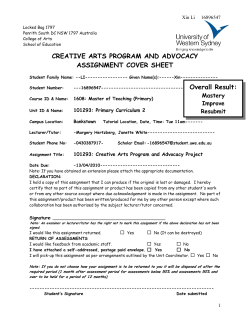 CREATIVE ARTS PROGRAM AND ADVOCACY ASSIGNMENT COVER SHEET Overall Result: