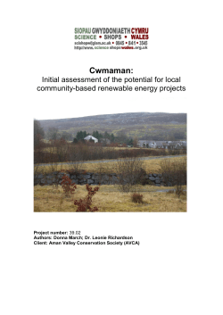 Cwmaman: Initial assessment of the potential for local community-based renewable energy projects