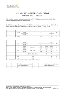 HS130 / HS230 SUPERCAPACITOR Datasheet Rev3.1, May 2013