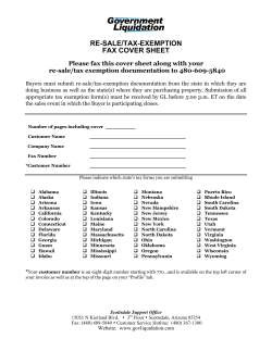 RE-SALE/TAX-EXEMPTION FAX COVER SHEET Please fax this cover sheet along with your