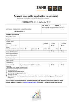 Science internship application cover sheet  FOR WHICH PROGRAMME ARE YOU APPLYING?