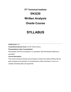 SYLLABUS EN3220 Written Analysis Onsite Course