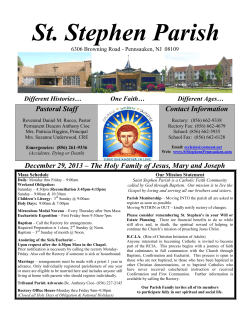 St. Stephen Parish Pastoral Staff Contact Information One Faith…
