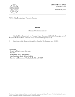 OFFICIAL USE ONLY Poland Financial Sector Assessment SecM2014-0070
