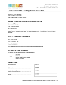 Campus Sustainability Grant Application – Cover Sheet U G