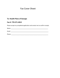 Fax Cover Sheet  To: Health Plans of Georgia Fax #: 770-271-4012