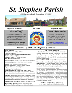 St. Stephen Parish Pastoral Staff Contact Information One Faith…
