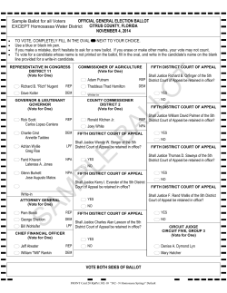 OFFICIAL GENERAL ELECTION BALLOT CITRUS COUNTY, FLORIDA NOVEMBER 4, 2014