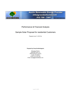 Performance &amp; Financial Analysis Sample Solar Proposal for residential Customers
