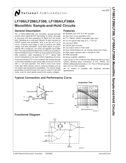 LF198/LF298/LF398, LF198A/LF398A Monolithic Sample-and-Hold Circuits LF198/LF298/LF398, LF198A/LF398A
