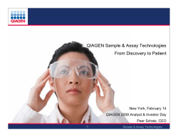 QIAGEN Sample &amp; Assay Technologies From Discovery to Patient