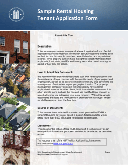 Sample Rental Housing  Tenant Application Form   