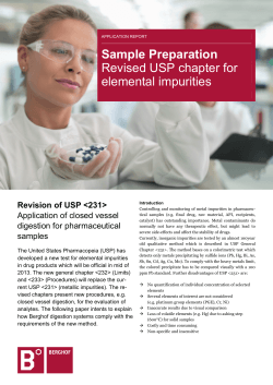 Sample Preparation Revised USP chapter for elemental impurities Revision of USP &lt;231&gt;