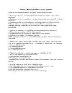 Psyco 381 Spring 2010 Midterm 1 Sample Questions