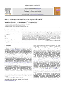 Journal of Econometrics Finite sample inference for quantile regression models Victor Chernozhukov ,
