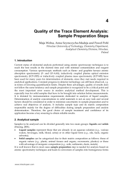 4 Quality of the Trace Element Analysis: Sample Preparation Steps