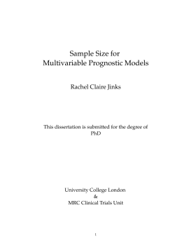 Sample Size for Multivariable Prognostic Models Rachel Claire Jinks