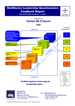 Sample MLQ Report Multifactor Leadership Questionnaire Feedback Report 2006