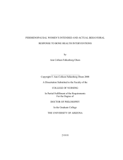 PERIMENOPAUSAL WOMEN‟S INTENDED AND ACTUAL BEHAVIORAL  RESPONSE TO BONE HEALTH INTERVENTIONS by
