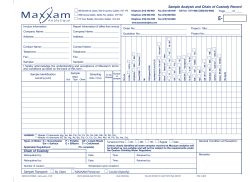 Sample Analysis and Chain of Custody Record Order No.: Project / Site: