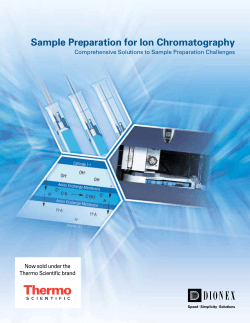 Sample Preparation for Ion Chromatography Comprehensive Solutions to Sample Preparation Challenges