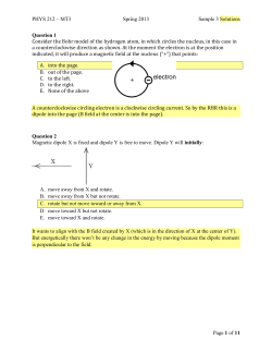 PHYS 212 – MT3 Spring 2013 Sample 3 Solutions