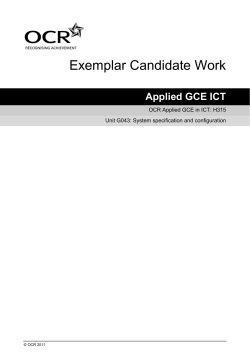 Exemplar Candidate Work Applied GCE ICT OCR Applied GCE in ICT: H315