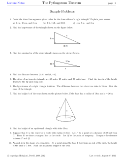 The Pythagorean Theorem Sample Problems Lecture Notes page 1