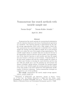 Nonmonotone line search methods with variable sample size Nataˇsa Kreji´ c